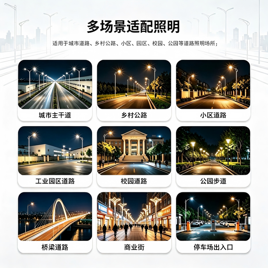 市政道路乡村园区道路亮化场景图