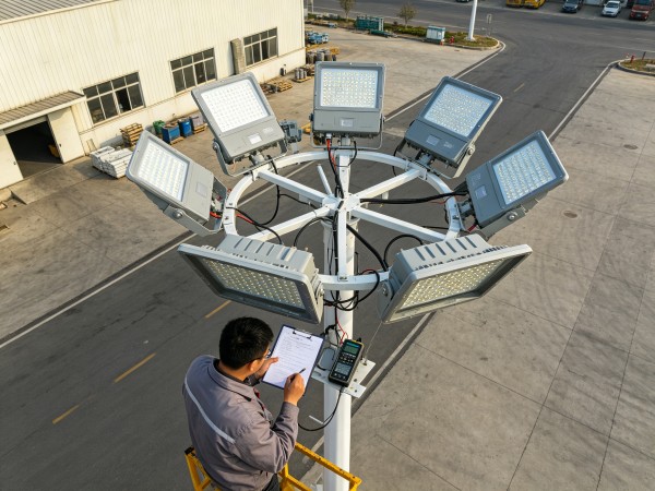 标准LED投光灯具 户外照明验收实拍